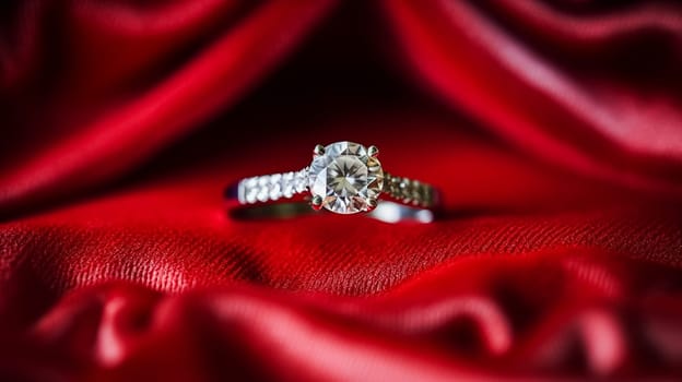 Jewellery, proposal and holiday gift, diamond engagement ring as symbol of love, romance and commitment affection