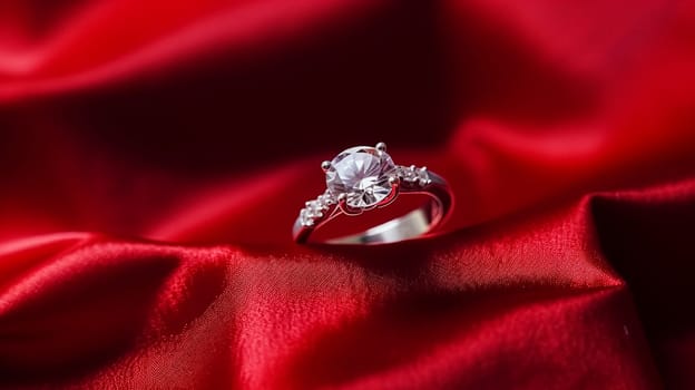 Jewellery, proposal and holiday gift, diamond engagement ring as symbol of love, romance and commitment affection