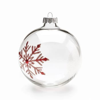 Transparent glass Christmas bauble isolated on white background, holiday decor and design, Merry Christmas and Happy Holidays