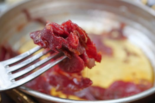 turkish meat pasturma on a a plate .