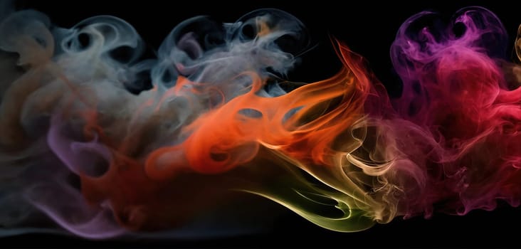 Multicolored abstract wallpaper. Smoke and waves. Generative AI. High quality photo