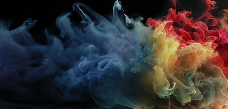 Multicolored abstract wallpaper. Smoke and waves. Generative AI. High quality photo