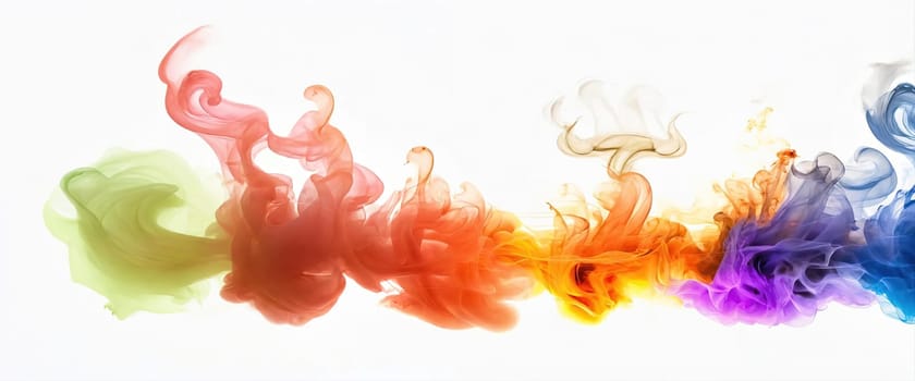 Multicolored abstract wallpaper on a white background. Smoke and waves. High quality illustration