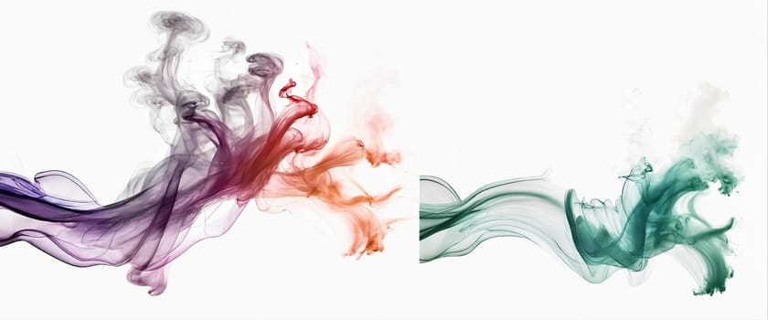 Multicolored abstract wallpaper on a white background. Smoke and waves. High quality illustration