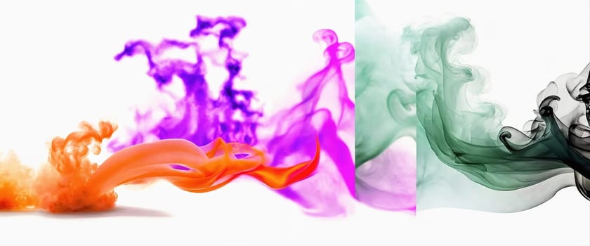 Multicolored abstract wallpaper on a white background. Smoke and waves. High quality illustration