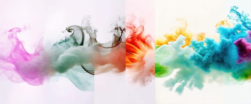 Multicolored abstract wallpaper on a white background. Smoke and waves. High quality illustration