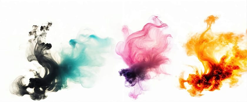 Multicolored abstract wallpaper on a white background. Smoke and waves. High quality illustration