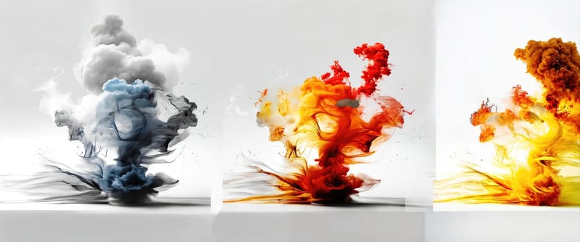 Multicolored abstract wallpaper on a white background. Smoke and waves. High quality illustration