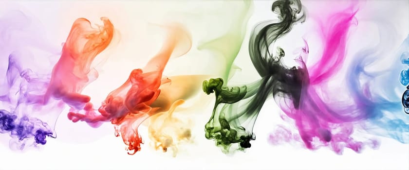 Multicolored abstract wallpaper on a white background. Smoke and waves. High quality illustration