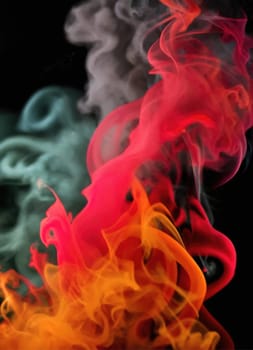 Multicolored abstract wallpaper. Smoke and waves. Generative AI. High quality photo