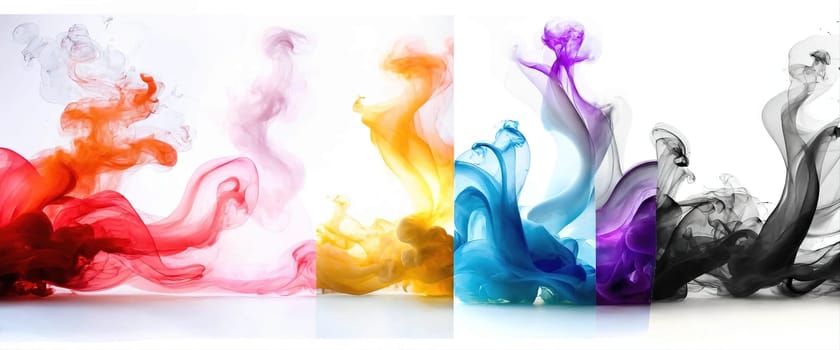 Multicolored abstract wallpaper on a white background. Smoke and waves. High quality illustration