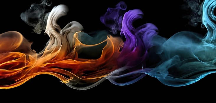 Multicolored abstract wallpaper. Smoke and waves. Generative AI. High quality photo