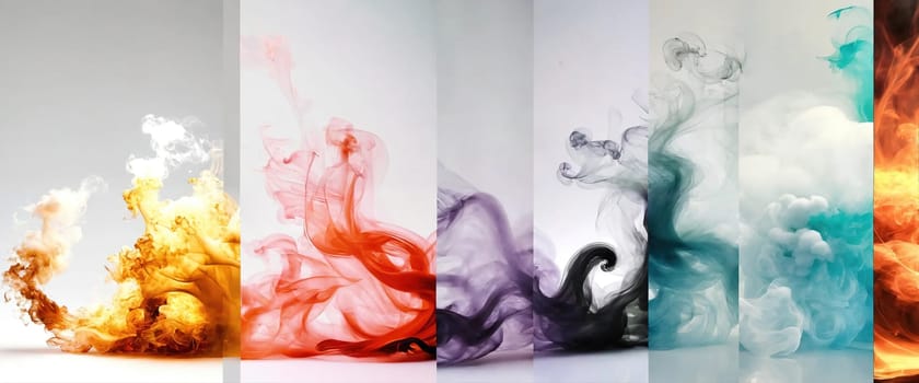 Multicolored abstract wallpaper on a white background. Smoke and waves. High quality illustration