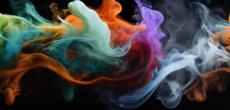 Multicolored abstract wallpaper. Smoke and waves. Generative AI. High quality photo