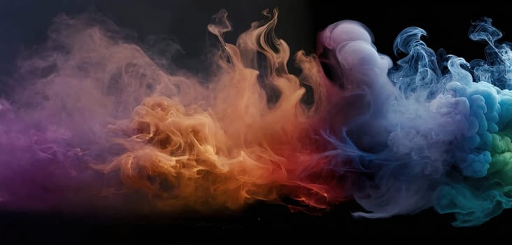 Multicolored abstract wallpaper. Smoke and waves. Generative AI. High quality photo