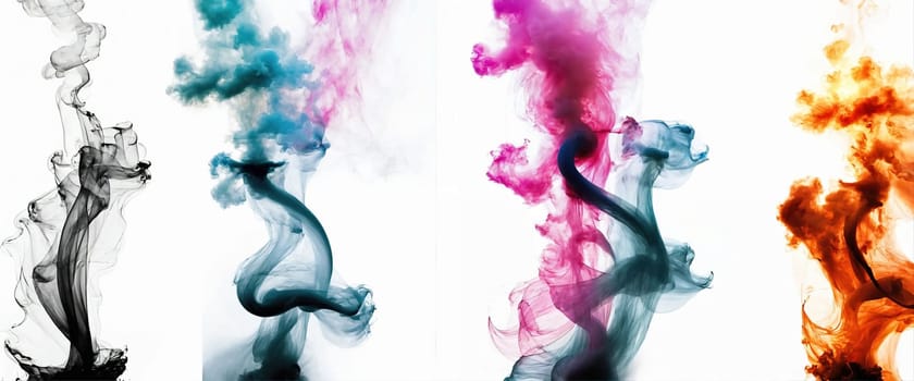 Multicolored abstract wallpaper on a white background. Smoke and waves. High quality illustration