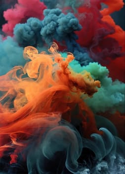 Multicolored abstract wallpaper. Smoke and waves. Generative AI. High quality photo