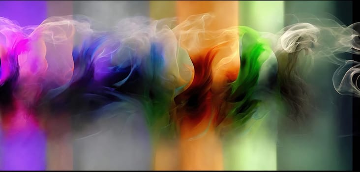 Multicolored abstract wallpaper. Smoke and waves. Generative AI. High quality photo