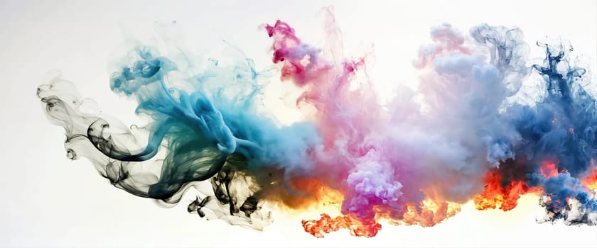 Multicolored abstract wallpaper on a white background. Smoke and waves. High quality illustration