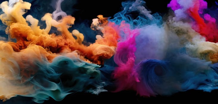 Multicolored abstract wallpaper. Smoke and waves. Generative AI. High quality photo