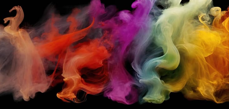 Multicolored abstract wallpaper. Smoke and waves. Generative AI. High quality photo