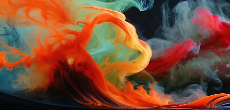 Multicolored abstract wallpaper. Smoke and waves. Generative AI. High quality photo