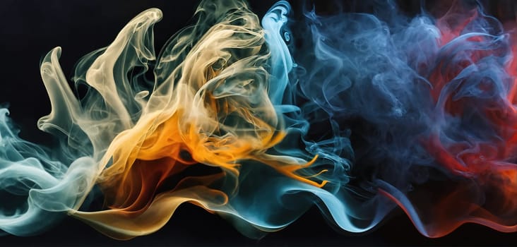 Multicolored abstract wallpaper. Smoke and waves. Generative AI. High quality photo