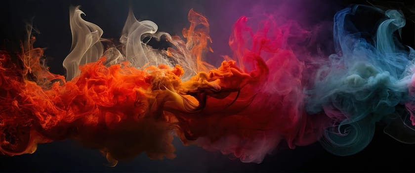 Multicolored abstract wallpaper. Smoke and waves. Generative AI. High quality photo