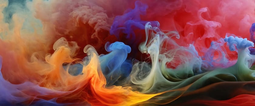 Multicolored abstract wallpaper. Smoke and waves. Generative AI. High quality photo