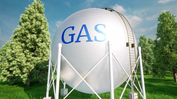 Oil gas tank ball on nature back 3d render