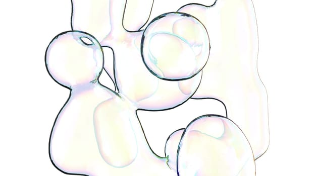Metaball 3d multicolored background Liquid white shape 3d render