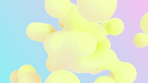 Yellow metaball on colorful back soft organic simply graphic 3d render