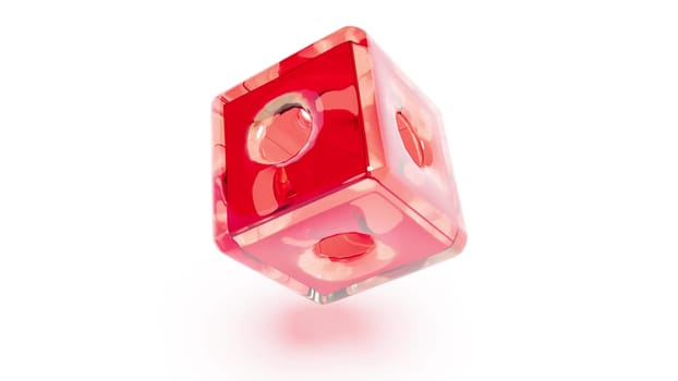 Color glass transparent cube rotate on white back 3d render