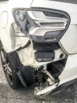 Wrecked car after traffic accident crash .Insurance. Bodyworker.