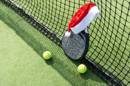 padel racket and santa hat. High quality