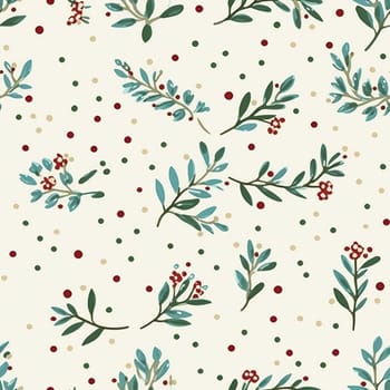 Seamless holiday pattern, tileable botanical English holly, winterberry Christmas branch country print for wallpaper, wrapping paper, scrapbook, fabric and product design art