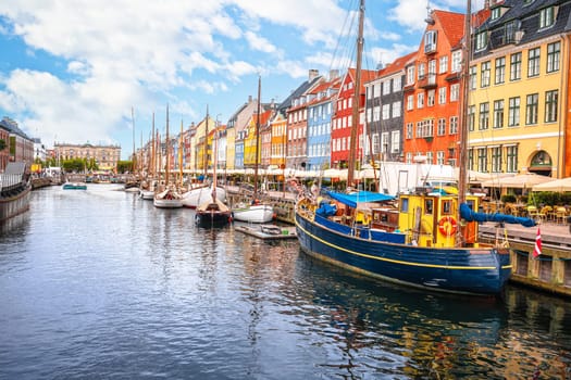 Nyhavn scenic harbor of Copenhagen colorful view, capital of Denmark