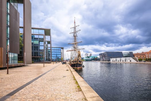 Scenic waterfront of Copenhagen colorful view, capital of Denmark