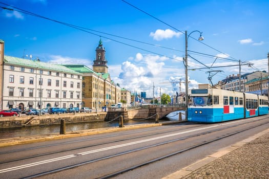 City of Gothenburg architecture and tram view, Vastra Gotaland County of Sweden