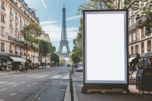 Empty Vertical space advertisement billboard for Olympic Games in Paris on summer, Mockup billboard.