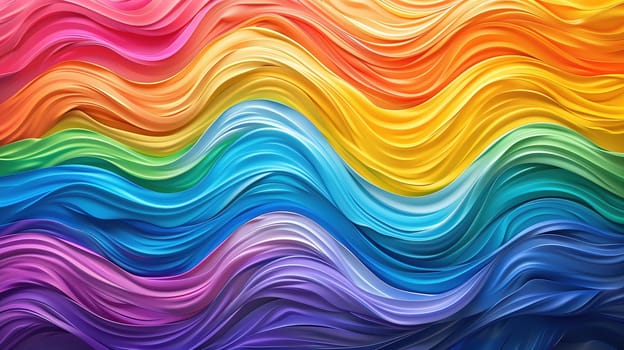 A vibrant display of multicolored wavy lines creates a dynamic and energetic background. The blend of varied hues adds a pop of color and movement to the composition.