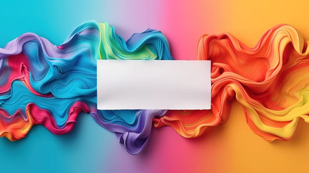 A white piece of paper is placed on top of a vibrant and colorful background, creating a striking contrast. The paper stands out against the bright colors, symbolizing a contrast or complement.