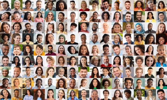 The image depicts an eclectic assortment of people portraits compellingly underscoring the concept of diversity and interconnected society