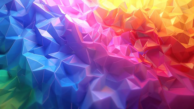 A vibrant multicolored abstract background featuring overlapping triangles in various sizes and colors. The composition creates a dynamic and lively visual effect, perfect for adding a touch of modernity and energy to design projects.