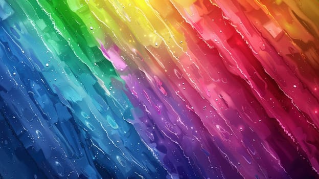 A rainbow-colored wallpaper featuring an array of vibrant colors with numerous water droplets scattered across the surface, giving a unique and eye-catching appearance.
