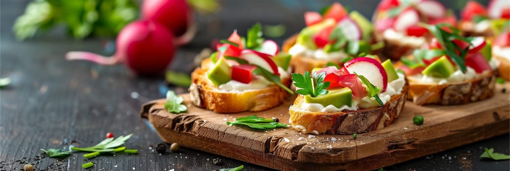 A wooden cutting board is filled with a variety of mini sandwiches, showcasing different fillings and bread types.