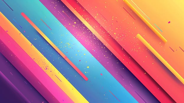 Bold, saturated hues representing the rainbow flag sweep diagonally across the frame, symbolizing LGBT pride. Vivid splatters and streaks of color create a dynamic and festive backdrop, exemplifying the vibrant spirit and diversity of the LGBT community.