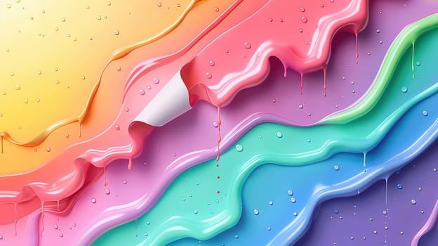 This vibrant multicolored background features a variety of bold hues with water drops scattered across its surface. The water drops add a dynamic and lively element to the already colorful backdrop, creating an engaging and visually striking composition.