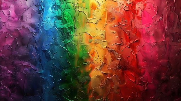 A close-up view of a window in vibrant rainbow colors, symbolizing the lgbt pride concept. The colors blend seamlessly, creating a visually striking and symbolic display.