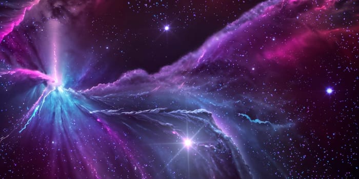 Generative AI. Space wallpaper and background. Universe with stars, constellations, galaxies, nebulae and gas and dust clouds